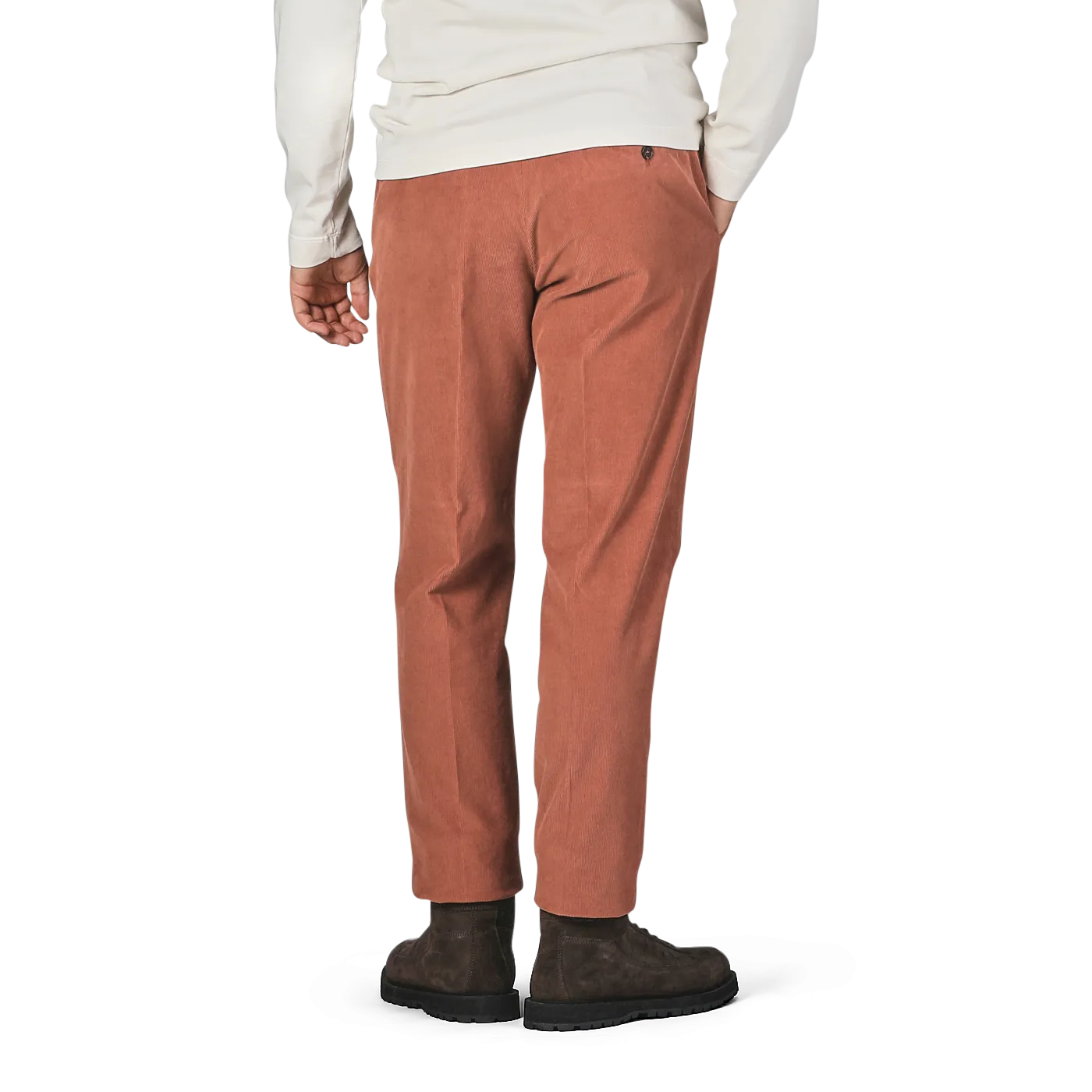 Muted Orange Cotton Corduroy High Comfort Chinos