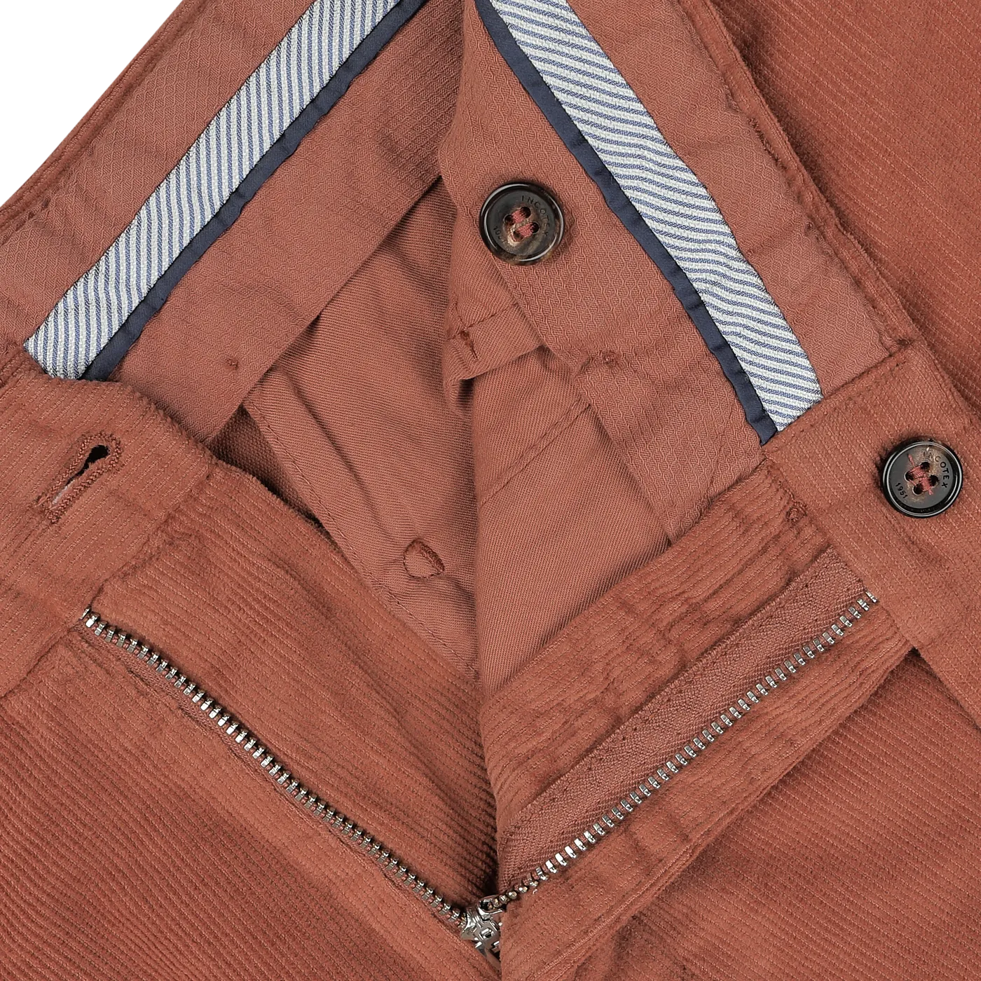 Muted Orange Cotton Corduroy High Comfort Chinos