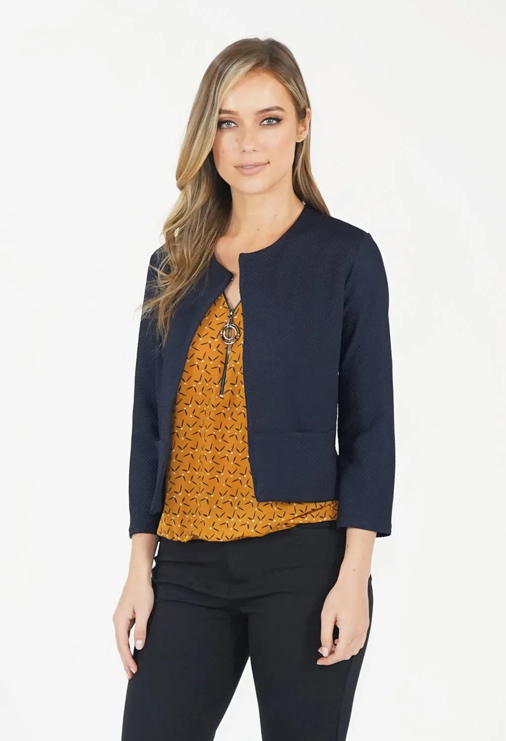 Navy Cropped Jacket