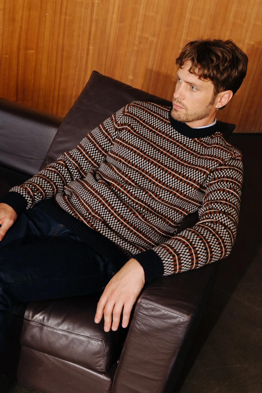 Navy Grid Fair-Isle Jumper