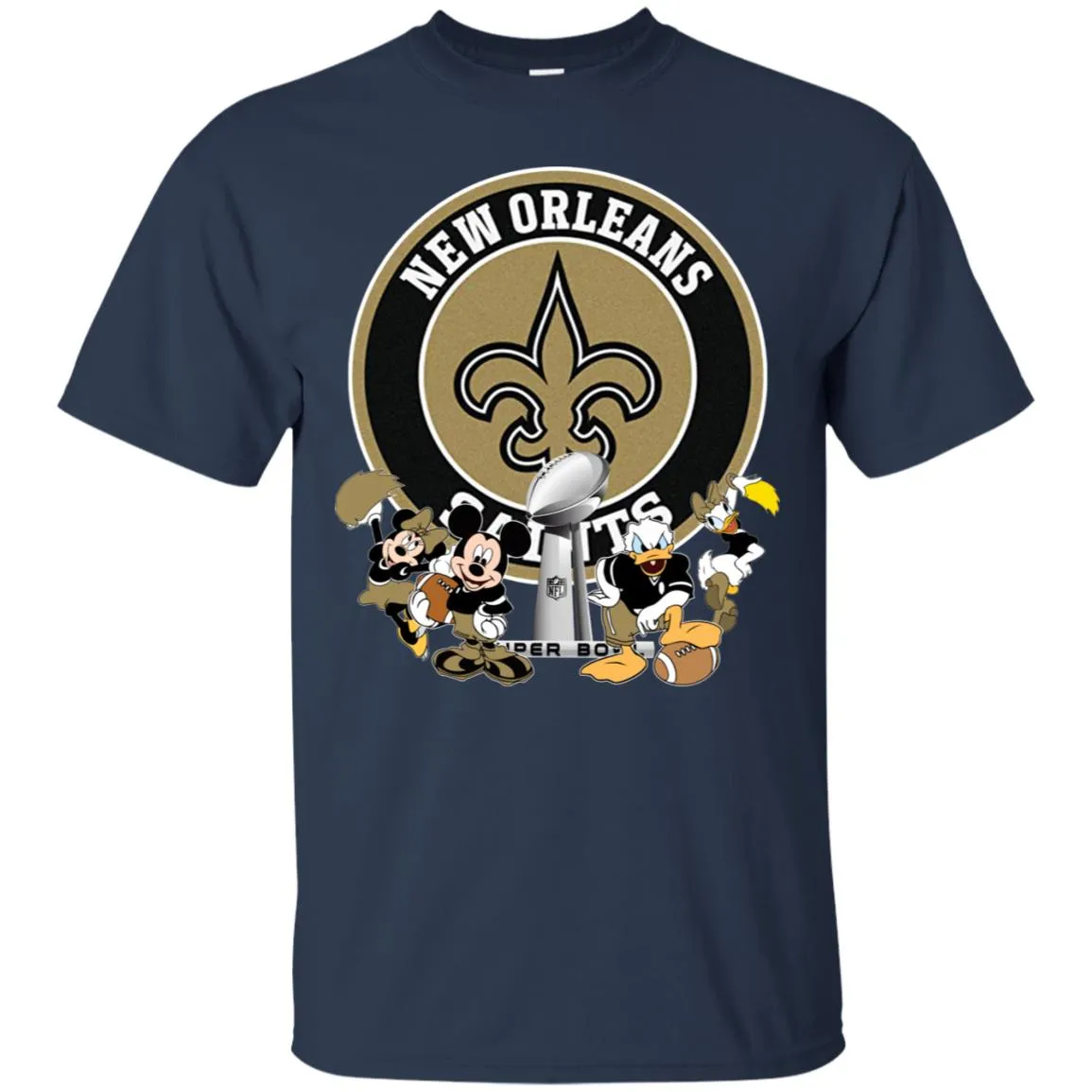 Nfl – New Orleans Saints Super Bowl 2019 Mickey Mouse Minnie Mouse Donald Duck Daisy Duck Football Men Cotton T-Shirt