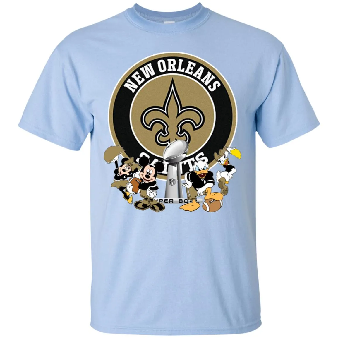 Nfl – New Orleans Saints Super Bowl 2019 Mickey Mouse Minnie Mouse Donald Duck Daisy Duck Football Men Cotton T-Shirt