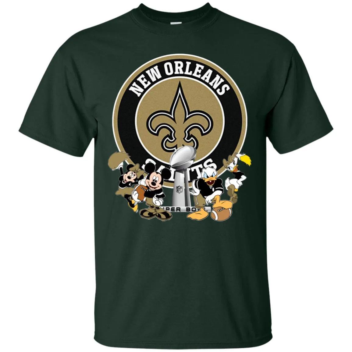 Nfl – New Orleans Saints Super Bowl 2019 Mickey Mouse Minnie Mouse Donald Duck Daisy Duck Football Men Cotton T-Shirt