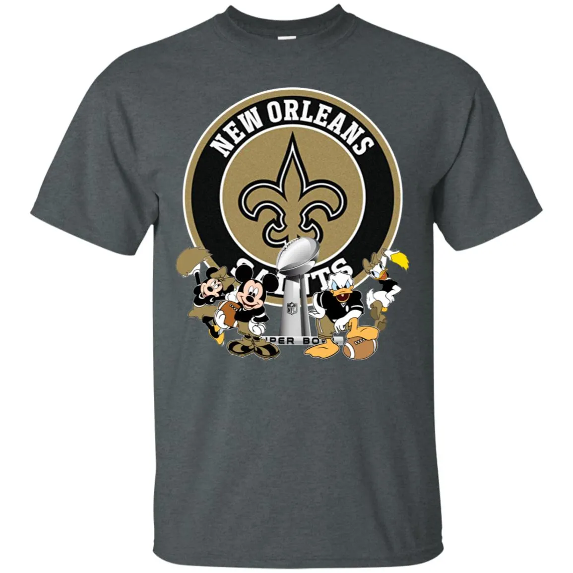 Nfl – New Orleans Saints Super Bowl 2019 Mickey Mouse Minnie Mouse Donald Duck Daisy Duck Football Men Cotton T-Shirt