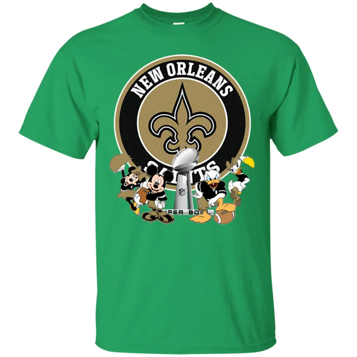 Nfl – New Orleans Saints Super Bowl 2019 Mickey Mouse Minnie Mouse Donald Duck Daisy Duck Football Men Cotton T-Shirt