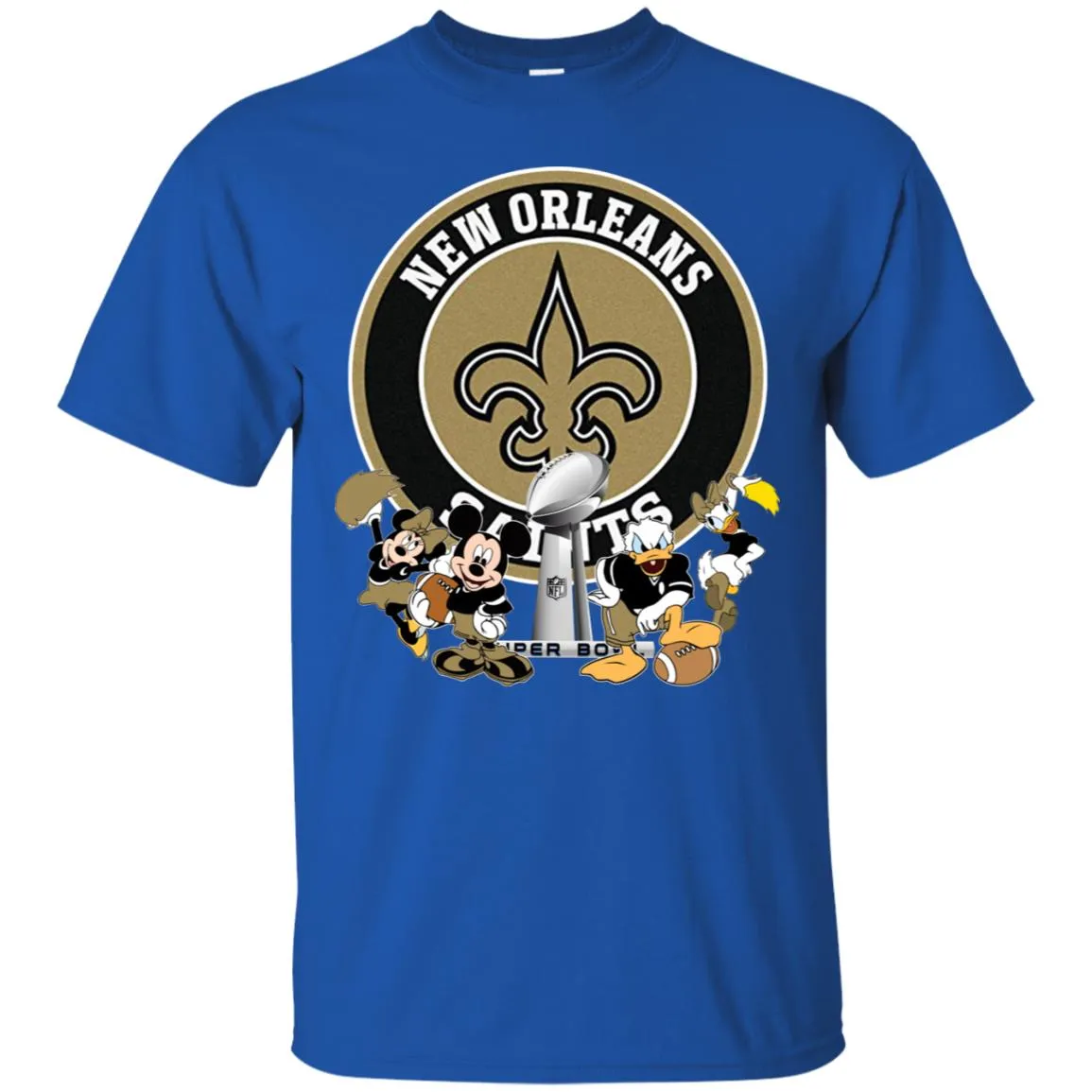 Nfl – New Orleans Saints Super Bowl 2019 Mickey Mouse Minnie Mouse Donald Duck Daisy Duck Football Men Cotton T-Shirt