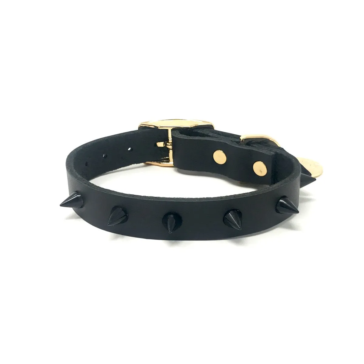 Nice Digs Black Spike Leather Collar