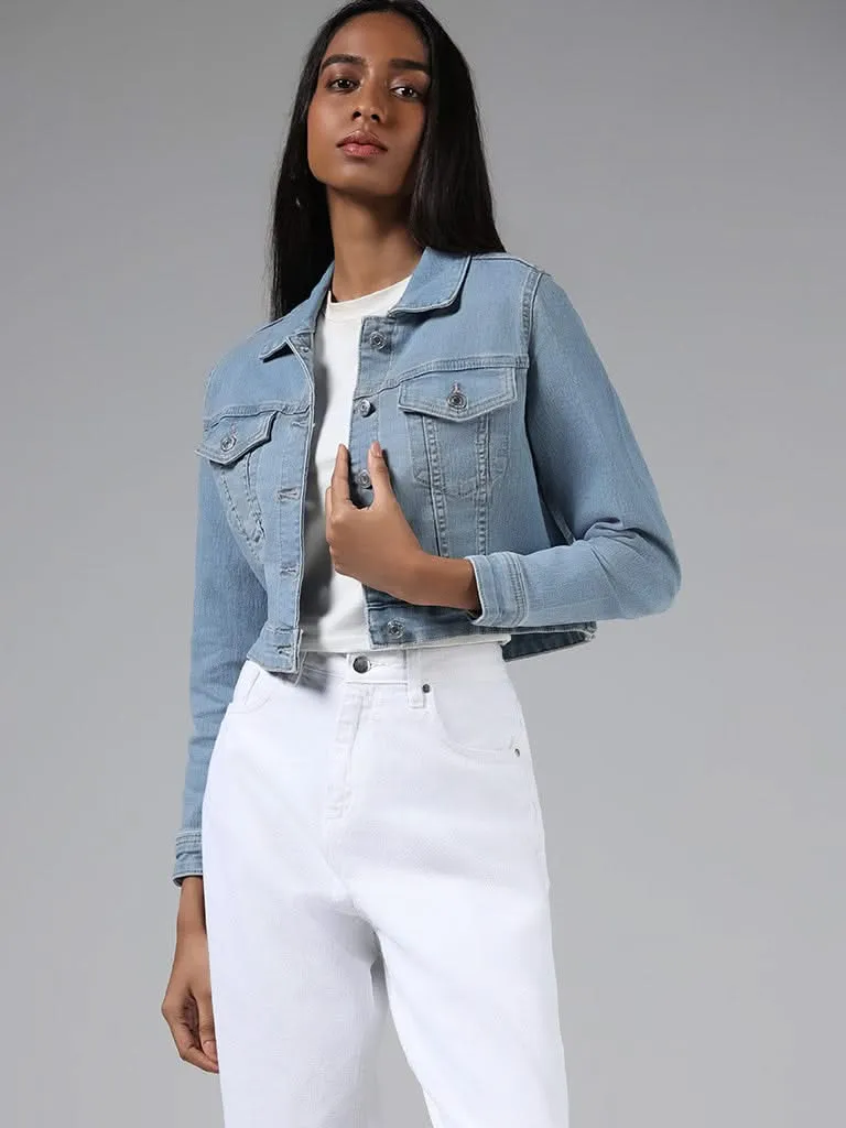 Nuon Light Blue Denim Cropped Jacket