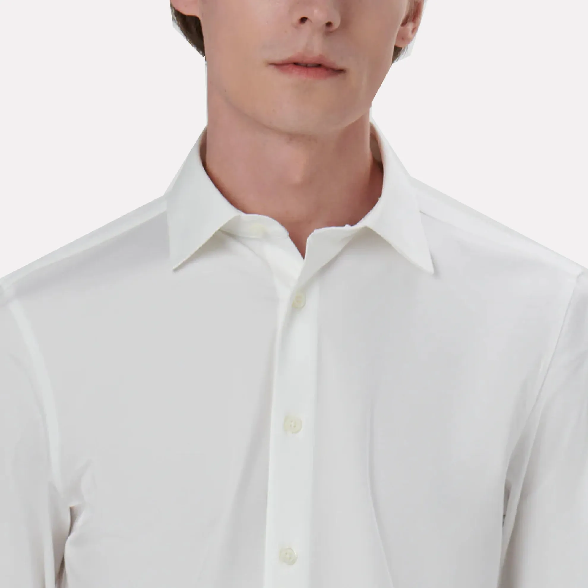 OOOHCOTTON® Tech Fabric Long Sleeve Shirt / White