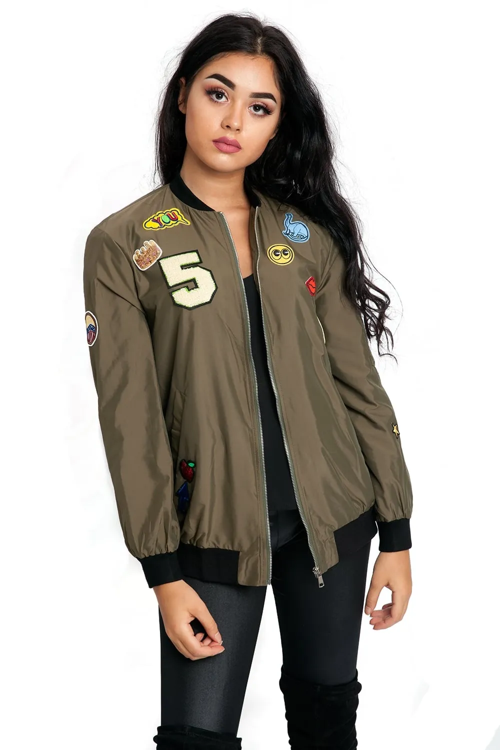 Oversized Applique Bomber Jacket