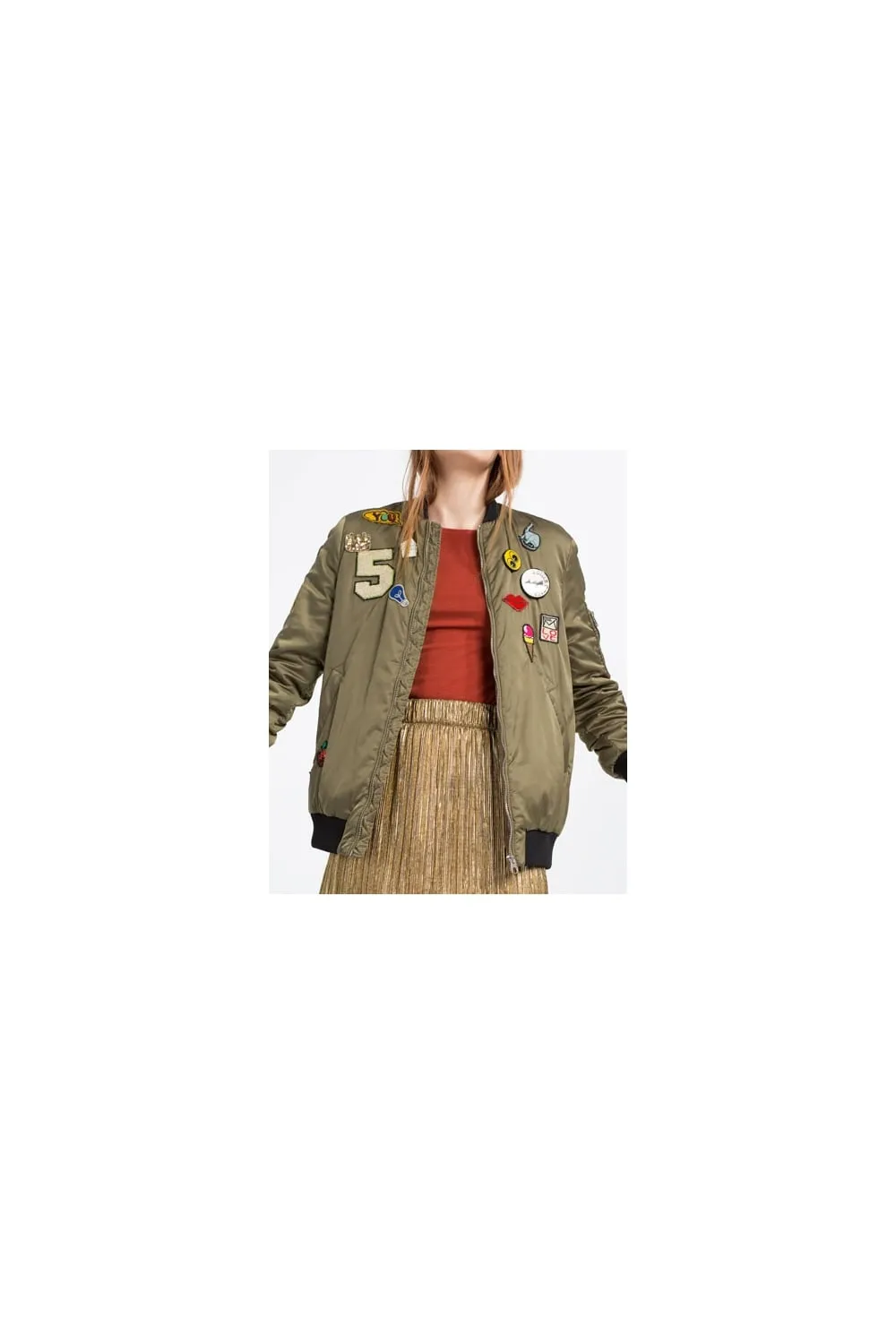 Oversized Applique Bomber Jacket