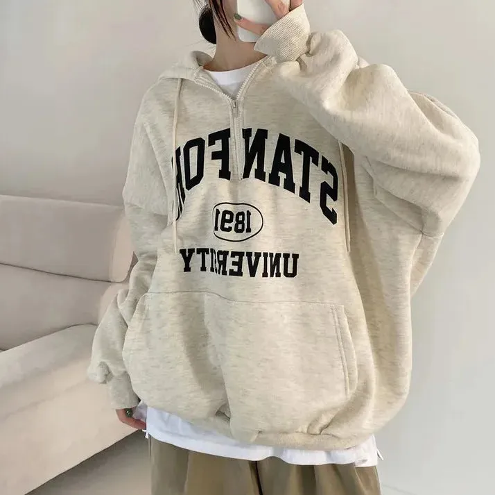 Oversized Designer  Cotton Fleece Hoodie Letter Print  Hooded Shirt