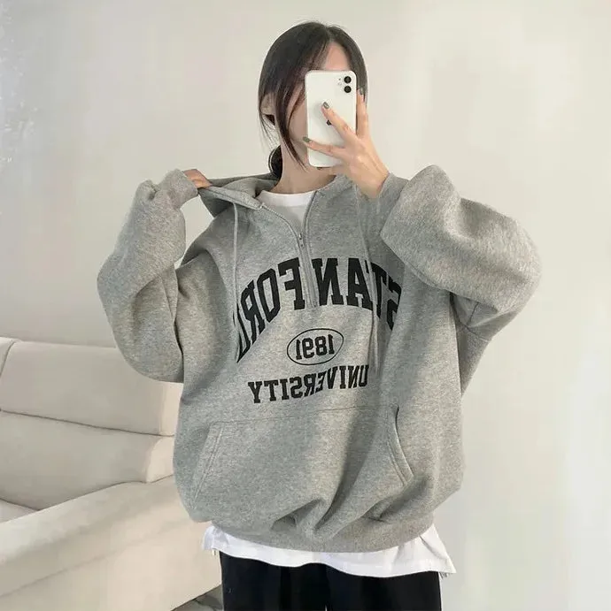 Oversized Designer  Cotton Fleece Hoodie Letter Print  Hooded Shirt