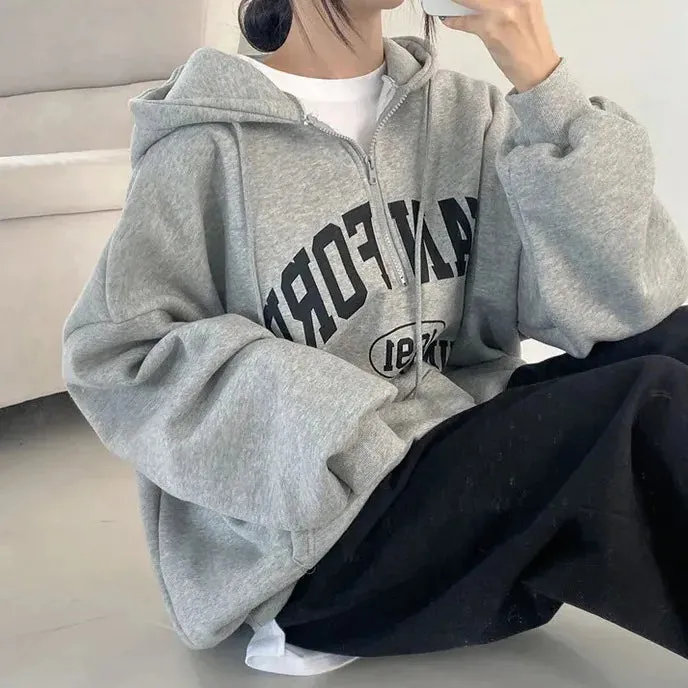 Oversized Designer  Cotton Fleece Hoodie Letter Print  Hooded Shirt