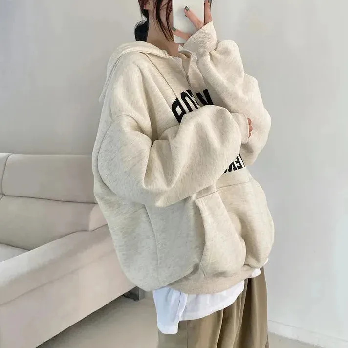 Oversized Designer  Cotton Fleece Hoodie Letter Print  Hooded Shirt