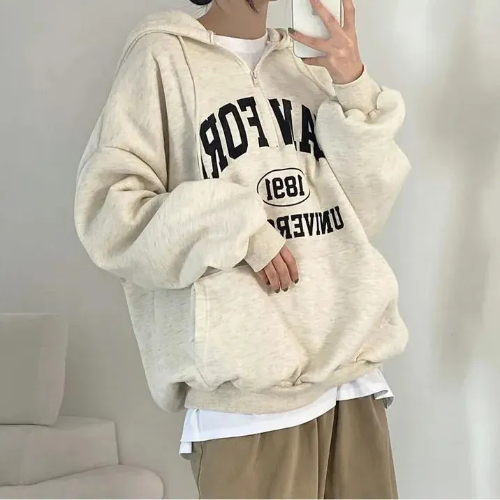 Oversized Designer  Cotton Fleece Hoodie Letter Print  Hooded Shirt