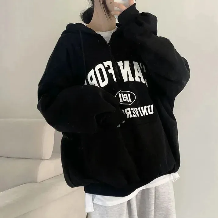 Oversized Designer  Cotton Fleece Hoodie Letter Print  Hooded Shirt