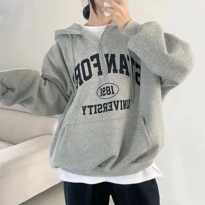 Oversized Designer  Cotton Fleece Hoodie Letter Print  Hooded Shirt