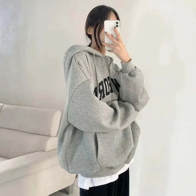 Oversized Designer  Cotton Fleece Hoodie Letter Print  Hooded Shirt