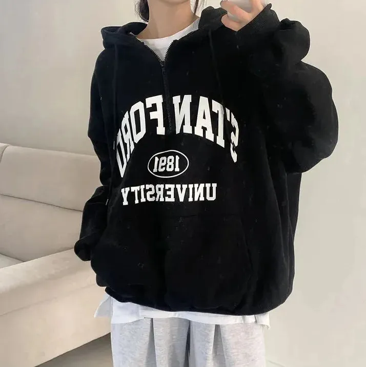 Oversized Designer  Cotton Fleece Hoodie Letter Print  Hooded Shirt