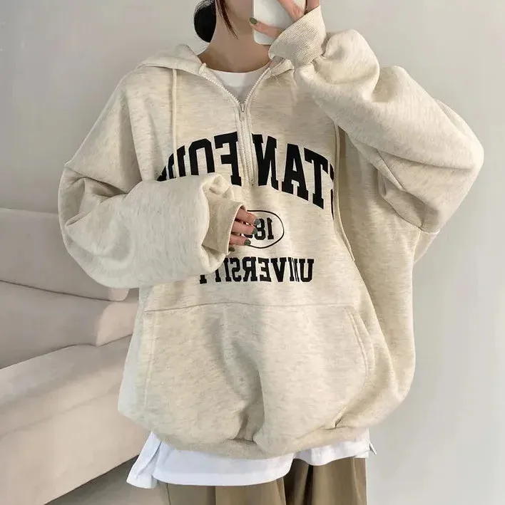 Oversized Designer  Cotton Fleece Hoodie Letter Print  Hooded Shirt