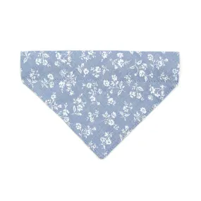 Pet Bandana - "Fairfield" - Light Blue Floral Denim Chambray Bandana for Cat   Small Dog / Wedding / Slide-on Bandana / Over-the-Collar (One Size)