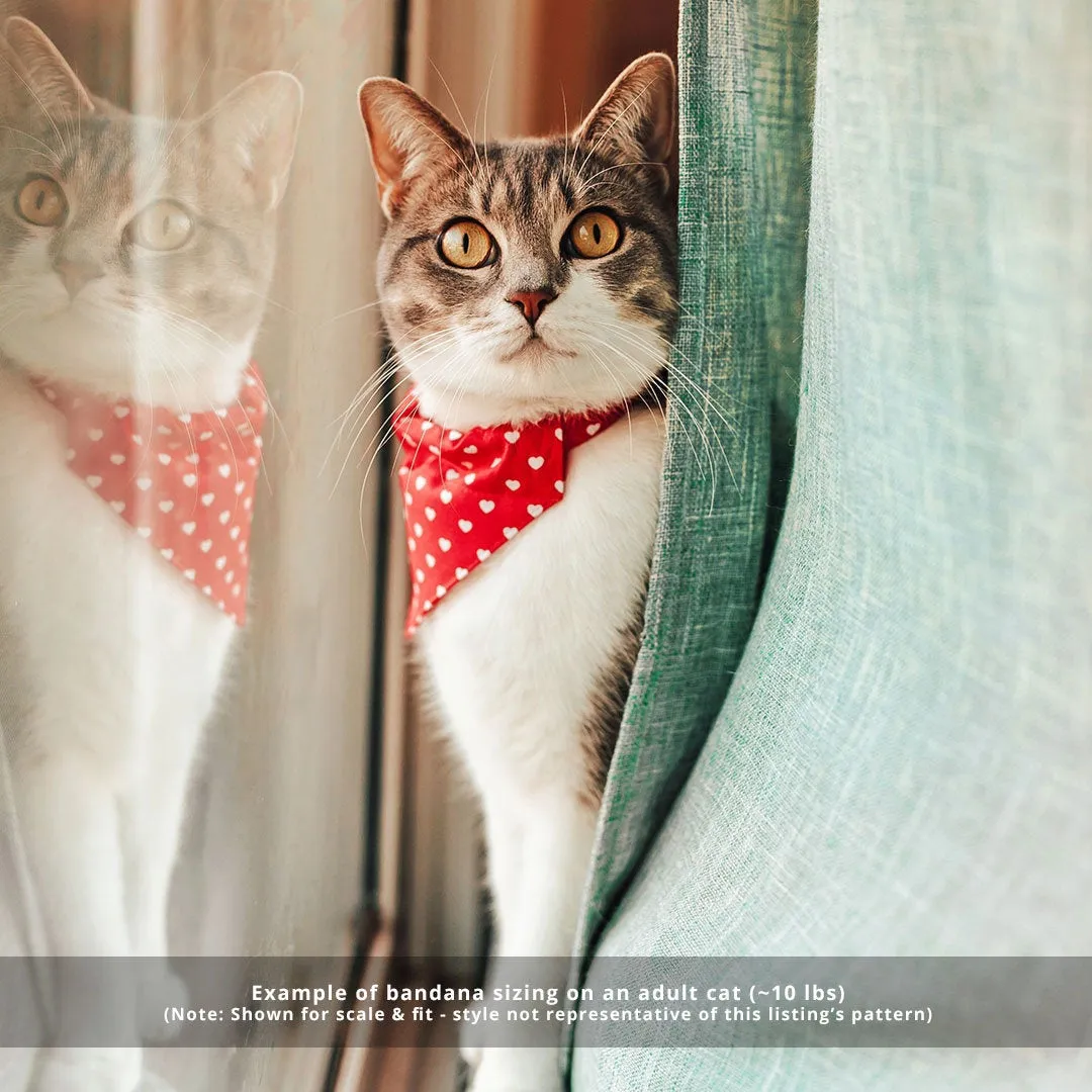 Pet Bandana - "Fairfield" - Light Blue Floral Denim Chambray Bandana for Cat   Small Dog / Wedding / Slide-on Bandana / Over-the-Collar (One Size)