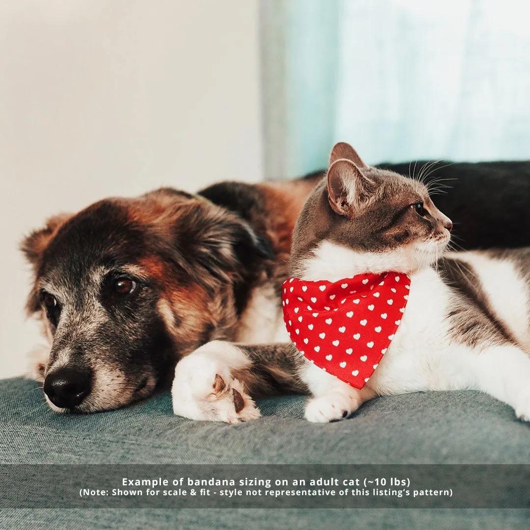 Pet Bandana - "Fairfield" - Light Blue Floral Denim Chambray Bandana for Cat   Small Dog / Wedding / Slide-on Bandana / Over-the-Collar (One Size)