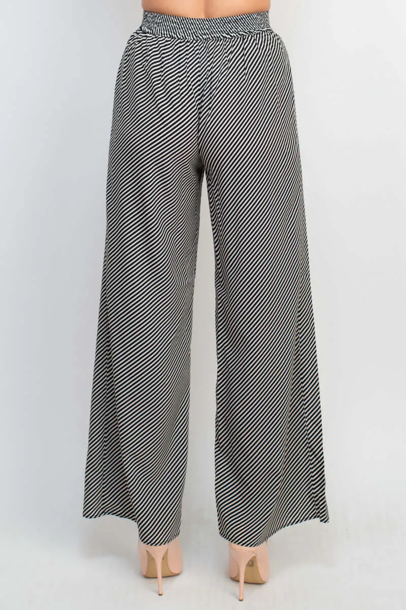 Philosophy Mid Waist Pull On Wide Leg Pleat Front Encased Elastic Back Woven Pants