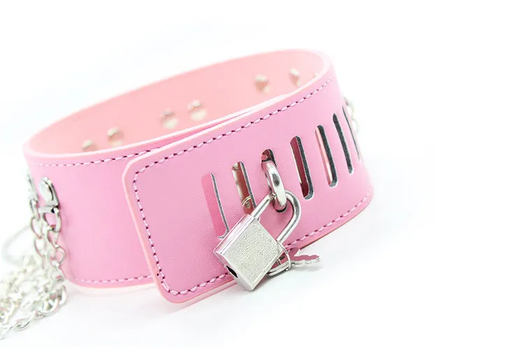 Pink Chained Bondage Collar