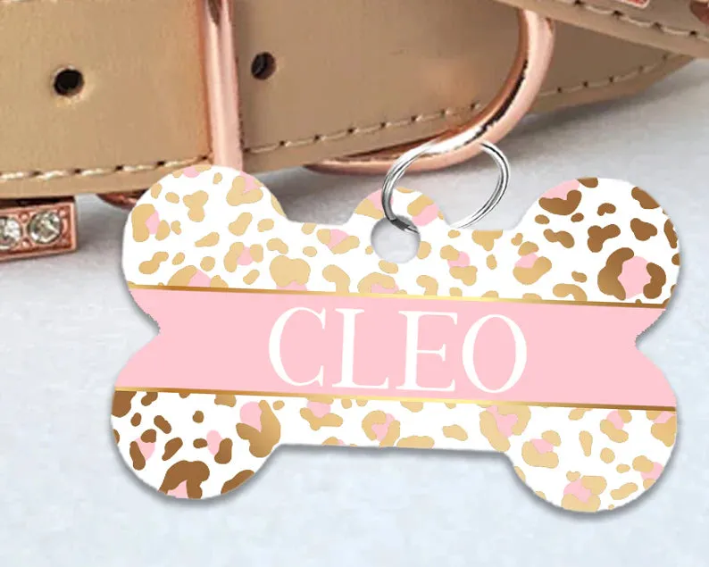 Pink Vanilla Cheetah Personalized Pet Collar