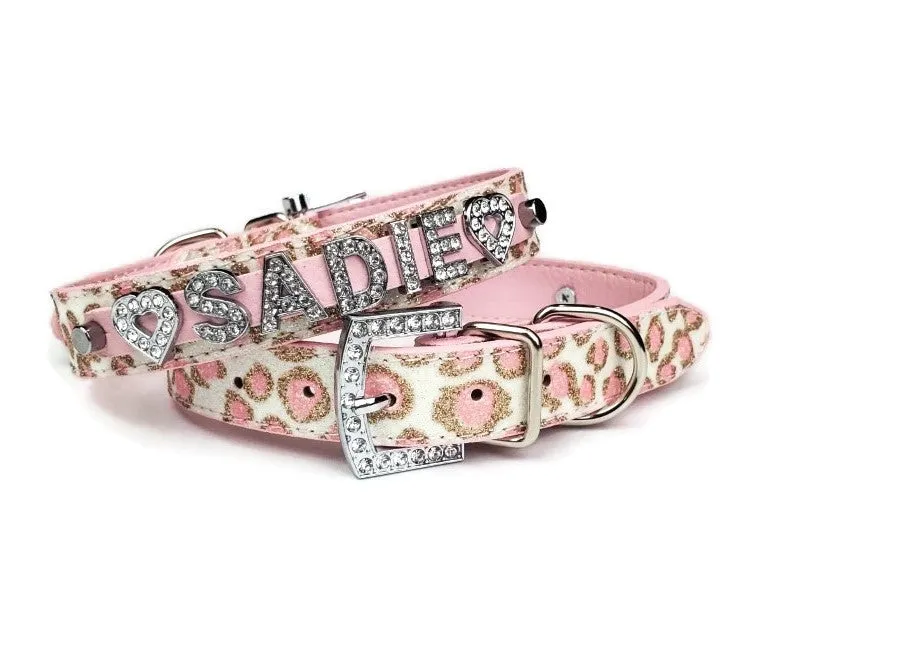 Pink Vanilla Cheetah Personalized Pet Collar