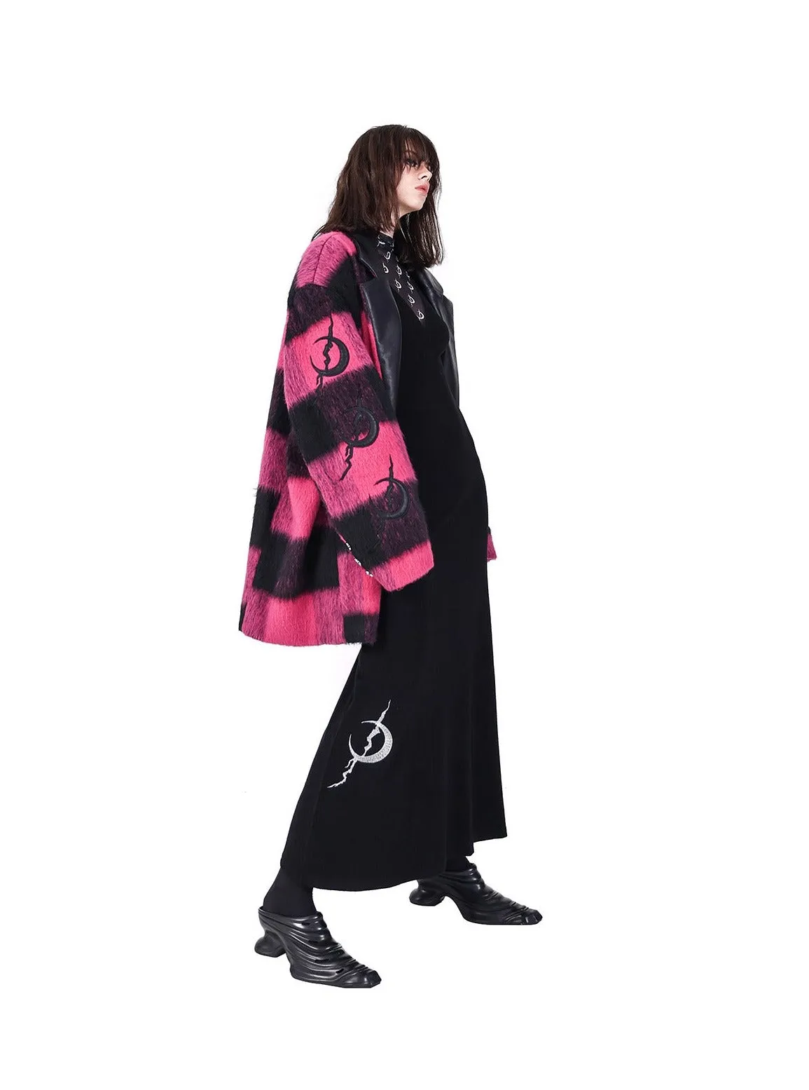 PINKSPINK Buffalo Check Oversized Coat - Hot Pink and Black