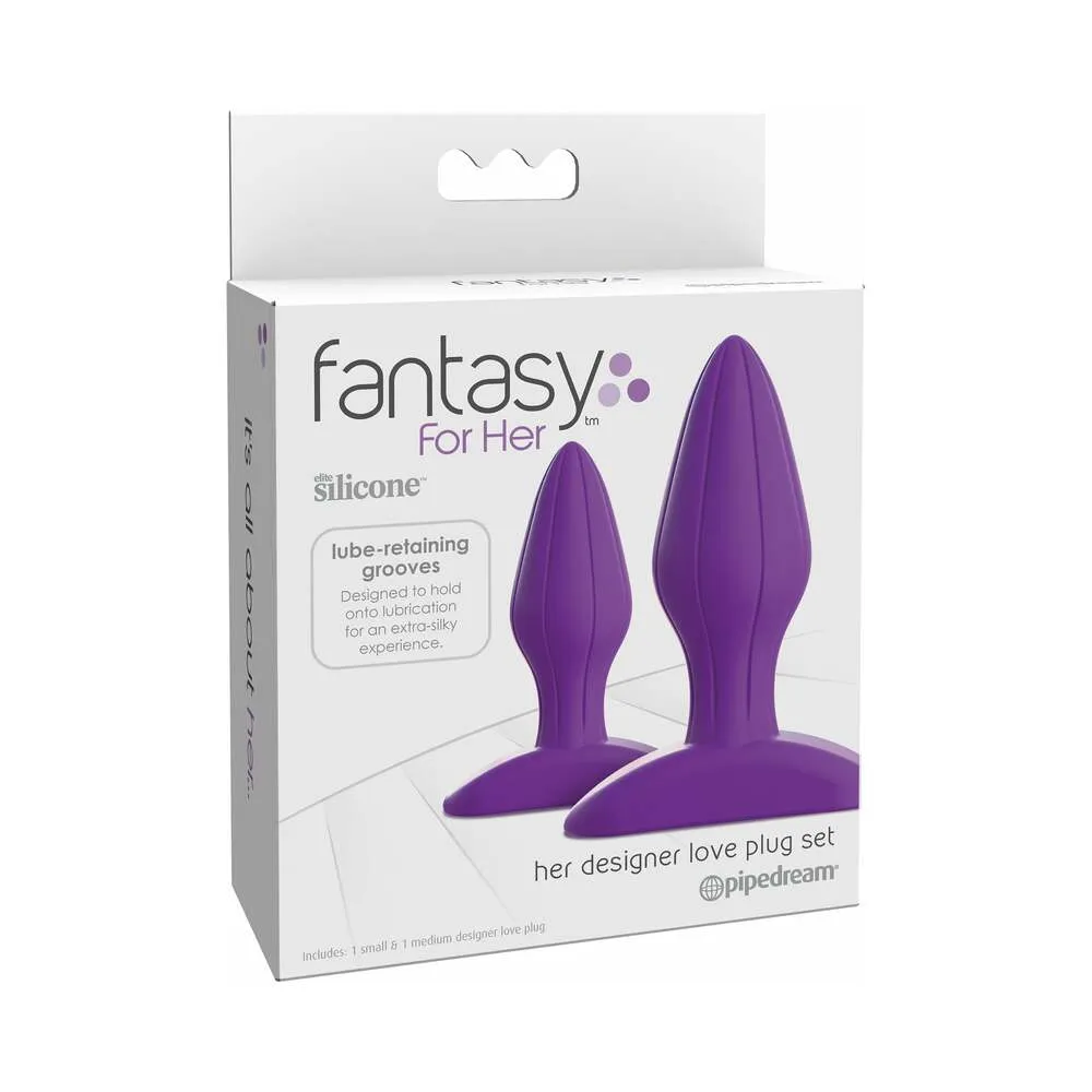 Pipedream Fantasy For Her 2-Piece Silicone Her Designer Love Plug Set Purple