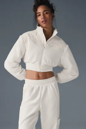 Polar Fleece Cropped Wintry Mix Jacket - Ivory