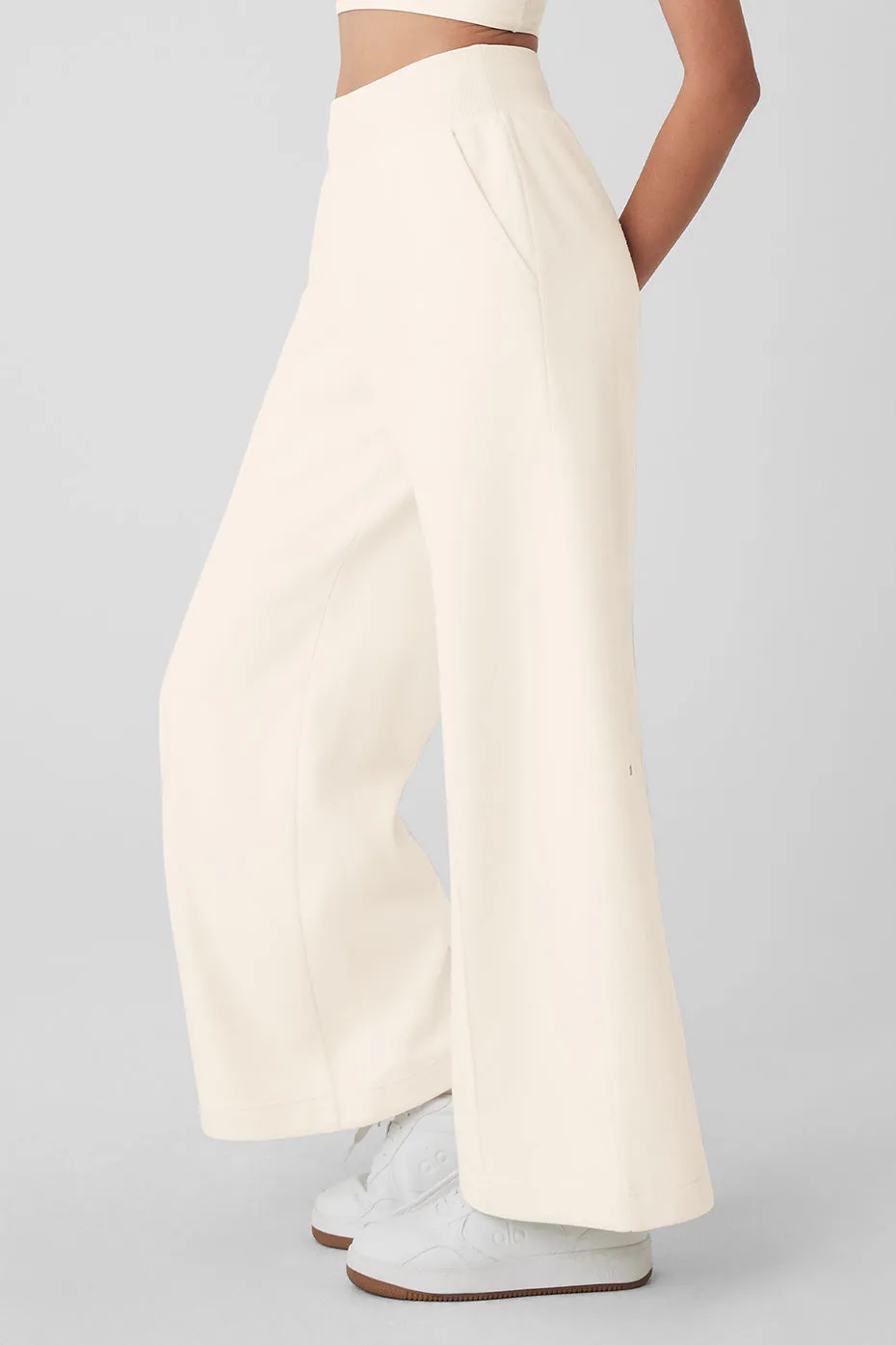 Polar Fleece High-Waist Snowdrift Wide Leg Pant - Ivory