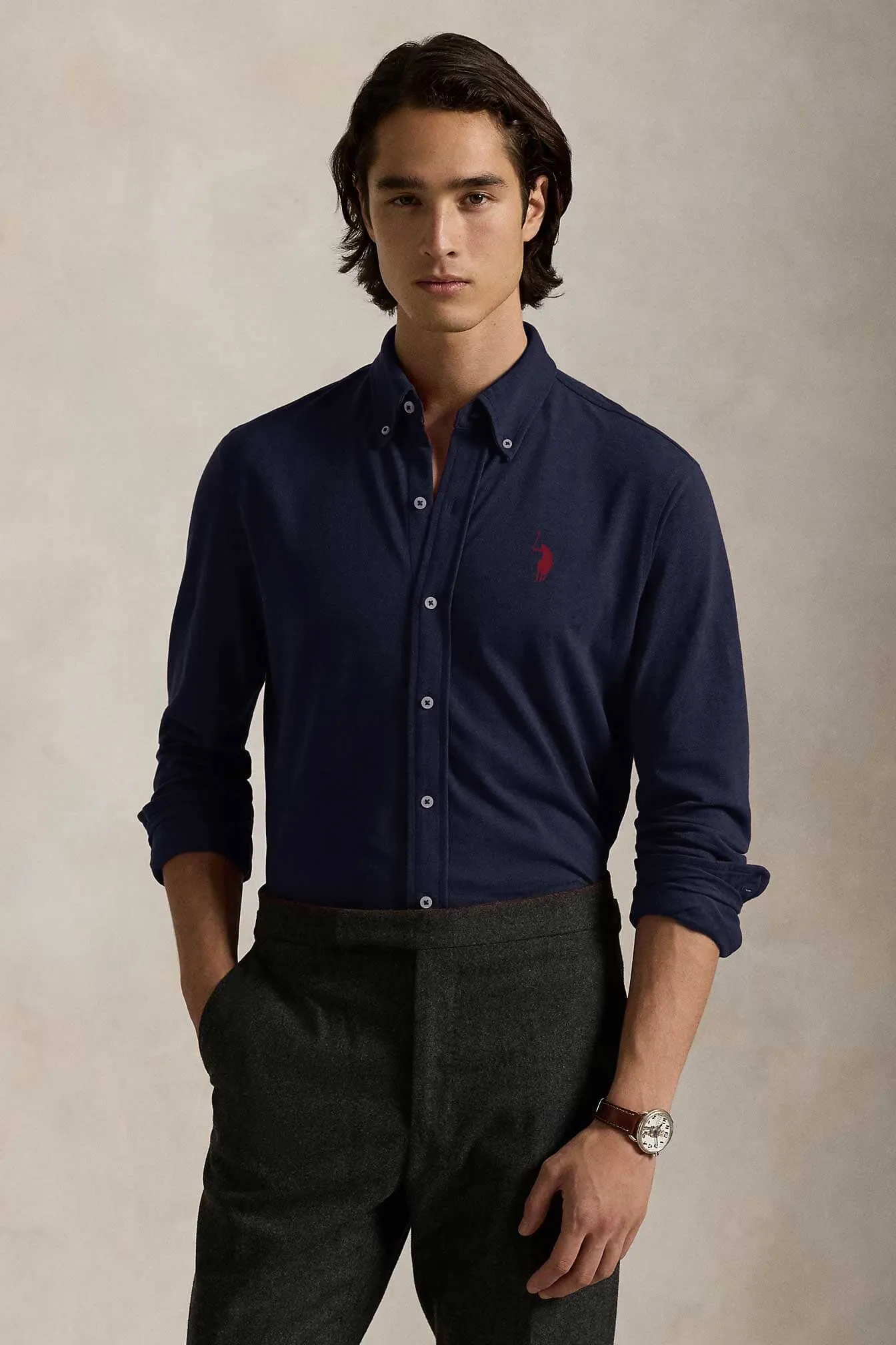 Polo Republica Men's Contrast Pony Embroidered Casual Shirt