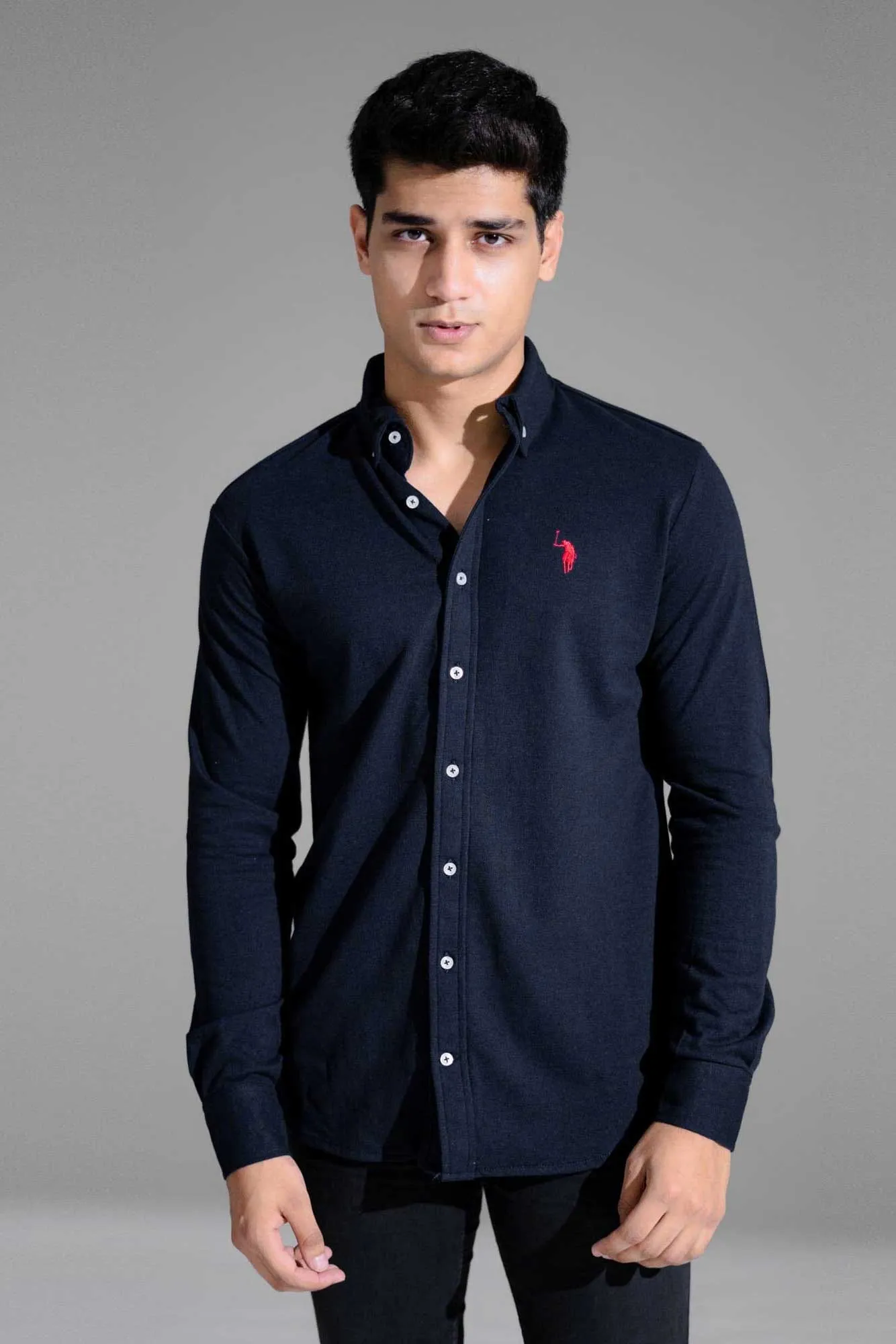 Polo Republica Men's Contrast Pony Embroidered Casual Shirt