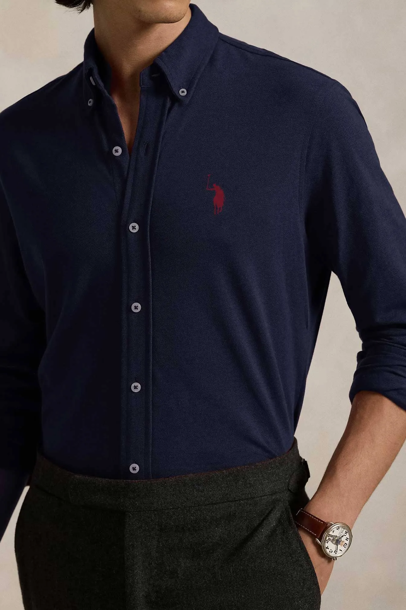 Polo Republica Men's Contrast Pony Embroidered Casual Shirt