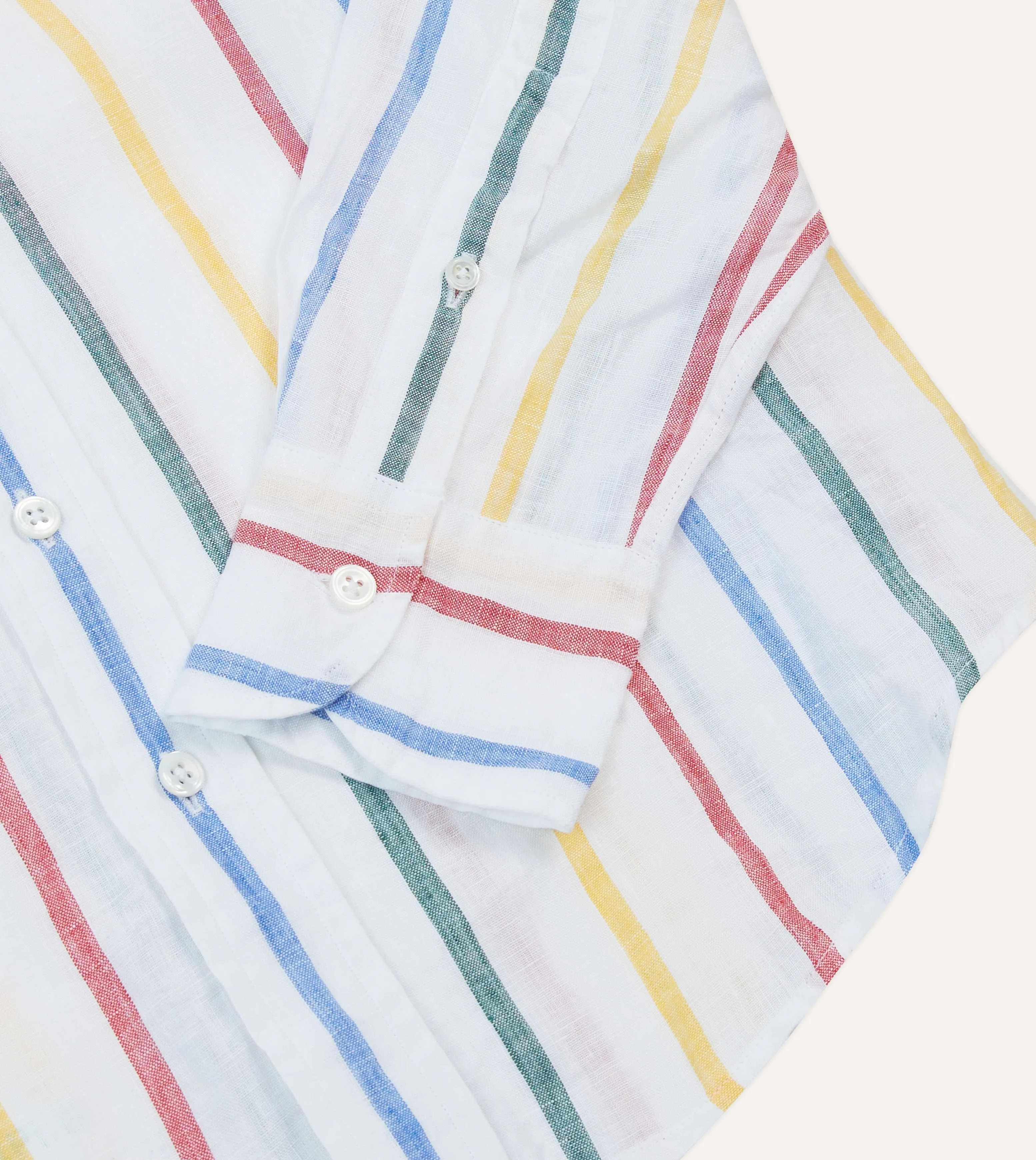 Primary Stripe Linen Spread Collar Shirt