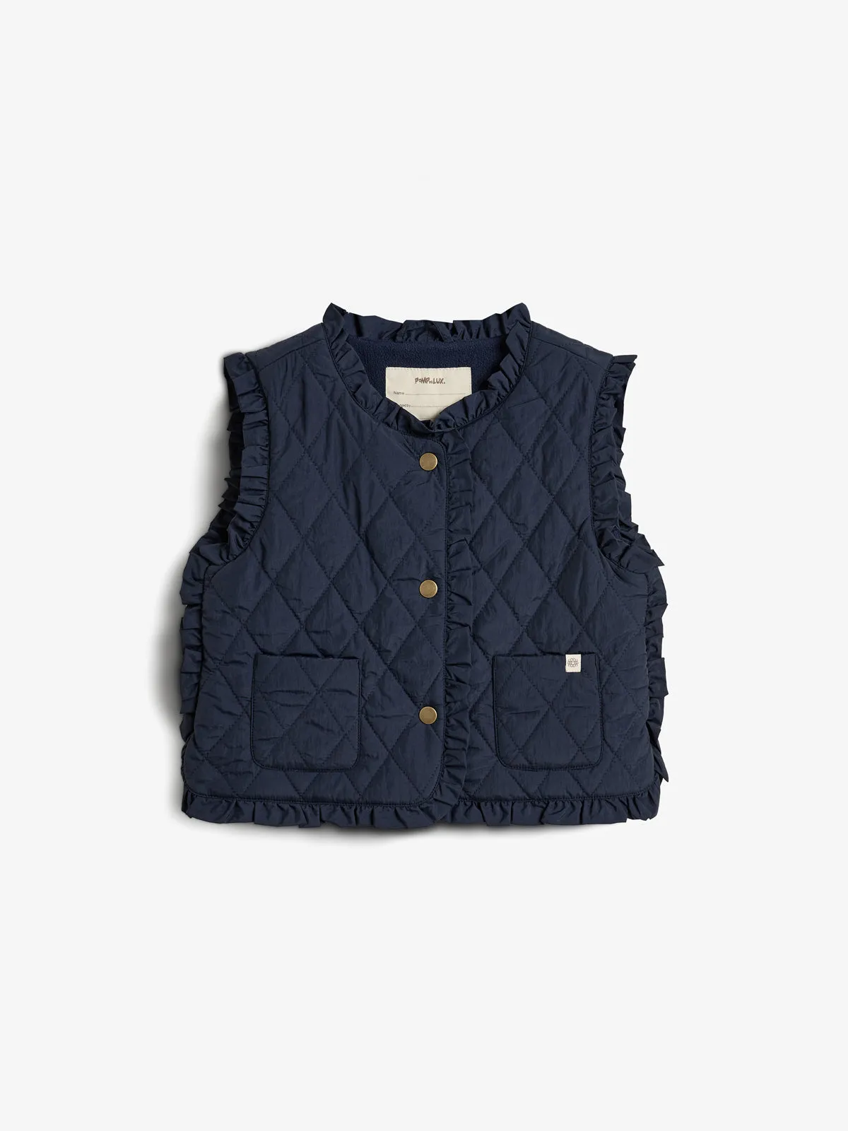 Quilted Gilet w. Frills - Kids - Navy