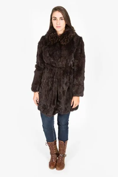 Rabbit & Raccoon Fur Coat (Brown-Dyed)