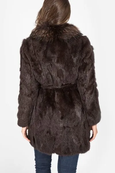 Rabbit & Raccoon Fur Coat (Brown-Dyed)