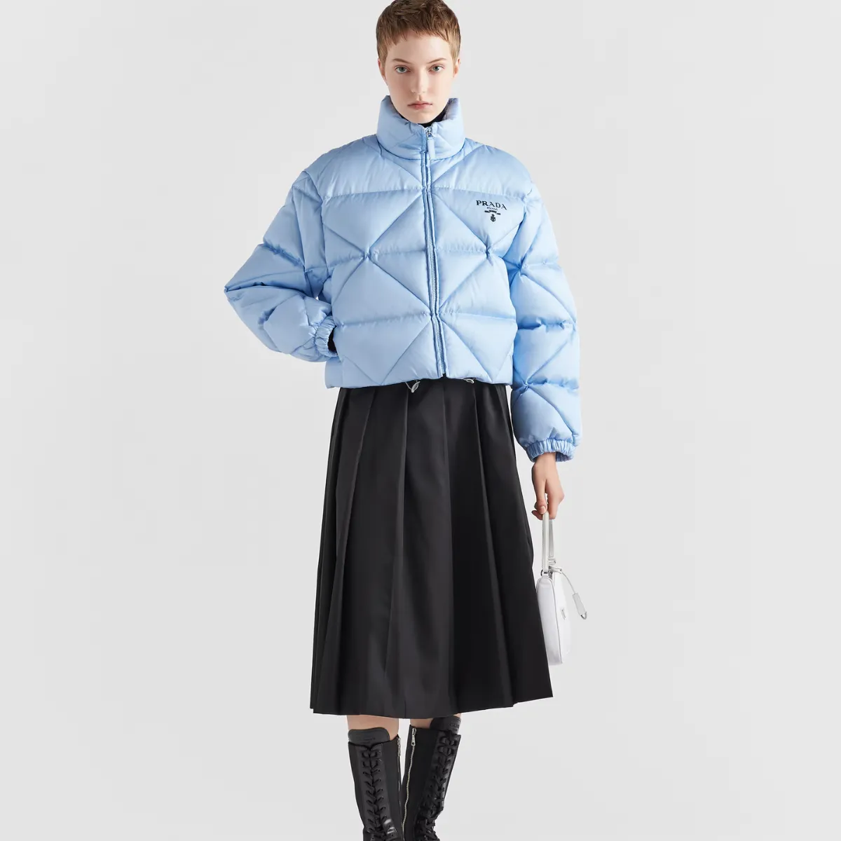 Re-Nylon Gabardine cropped down jacket