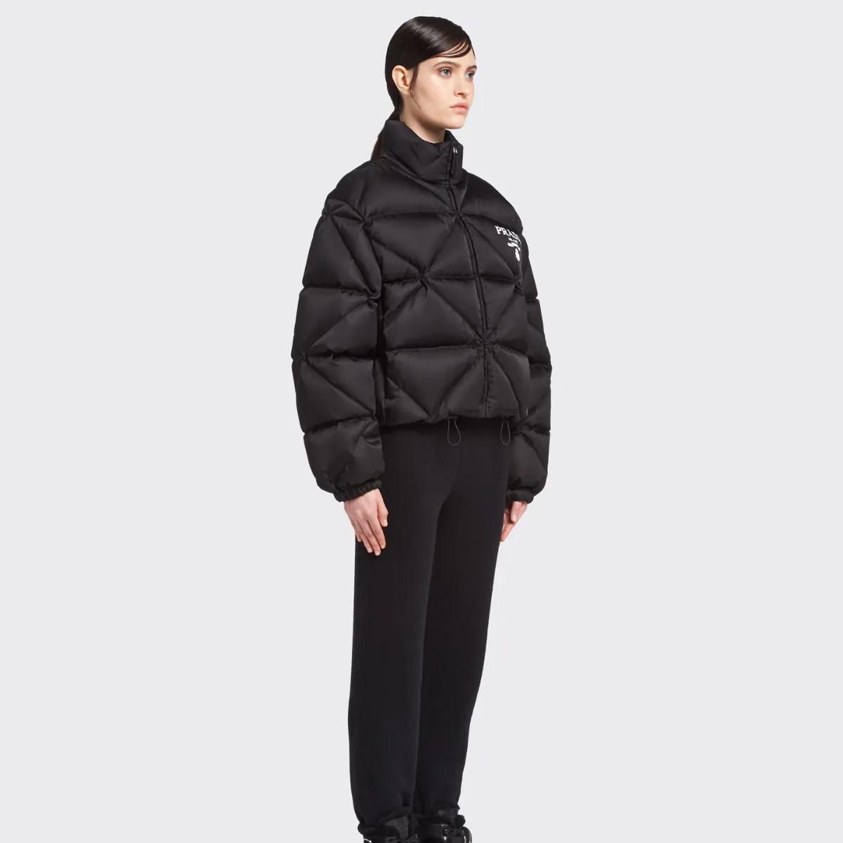 Re-Nylon Gabardine cropped down jacket