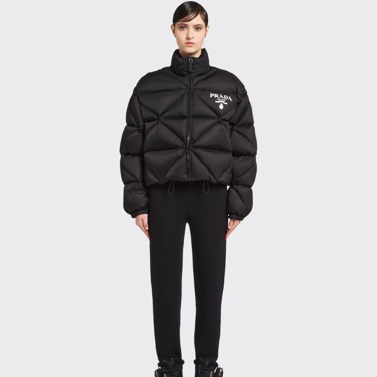 Re-Nylon Gabardine cropped down jacket