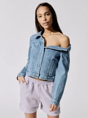 Rebecca Asymmetrical Denim Jacket - Natural Blue