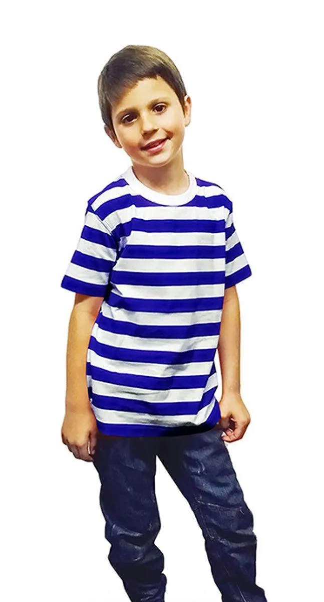 Sailor Boy Naval Officer Sea Sailor Uniform T-Shirt with Blue Ribbon Hat Marine Navy Fancy Dress