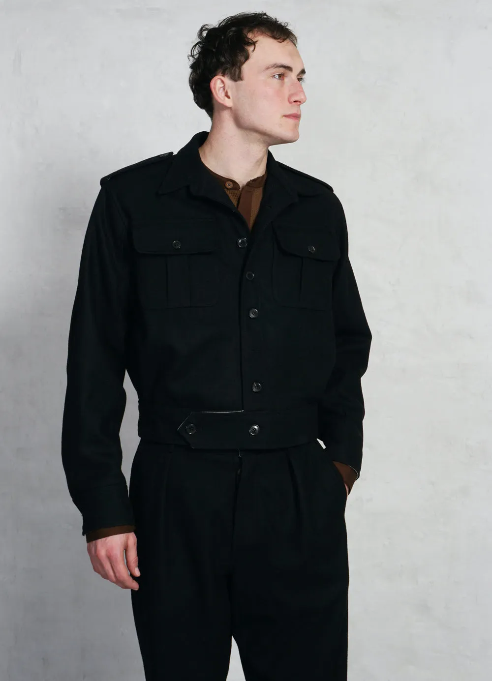 SANDER 28-30-2 | Short Utility Jacket | Black Wool