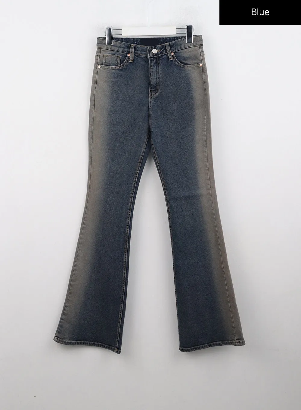 Side Washed Denim Boot Cut Jeans CN315